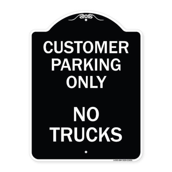 Signmission Reserved Parking Customer Parking No Trucks Heavy-Gauge Aluminum Sign, 24" x 18", BW-1824-23051 A-DES-BW-1824-23051 - main